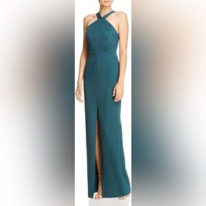 Aiden Mattox Halter Scuba Column Gown 0